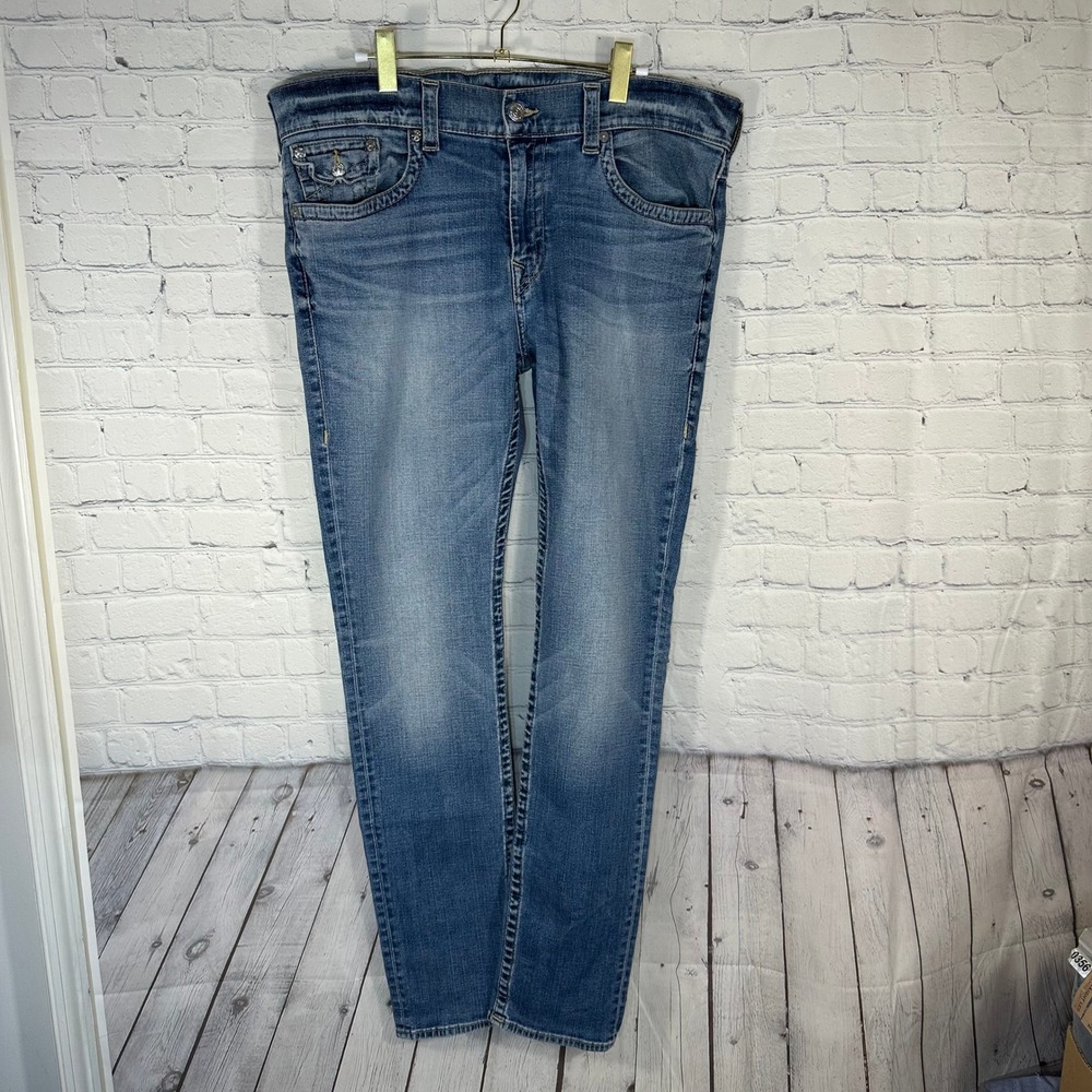 True Religion Rocco Relaxed Skinny Jeans Mens 38 Medium Wash Blue Denim